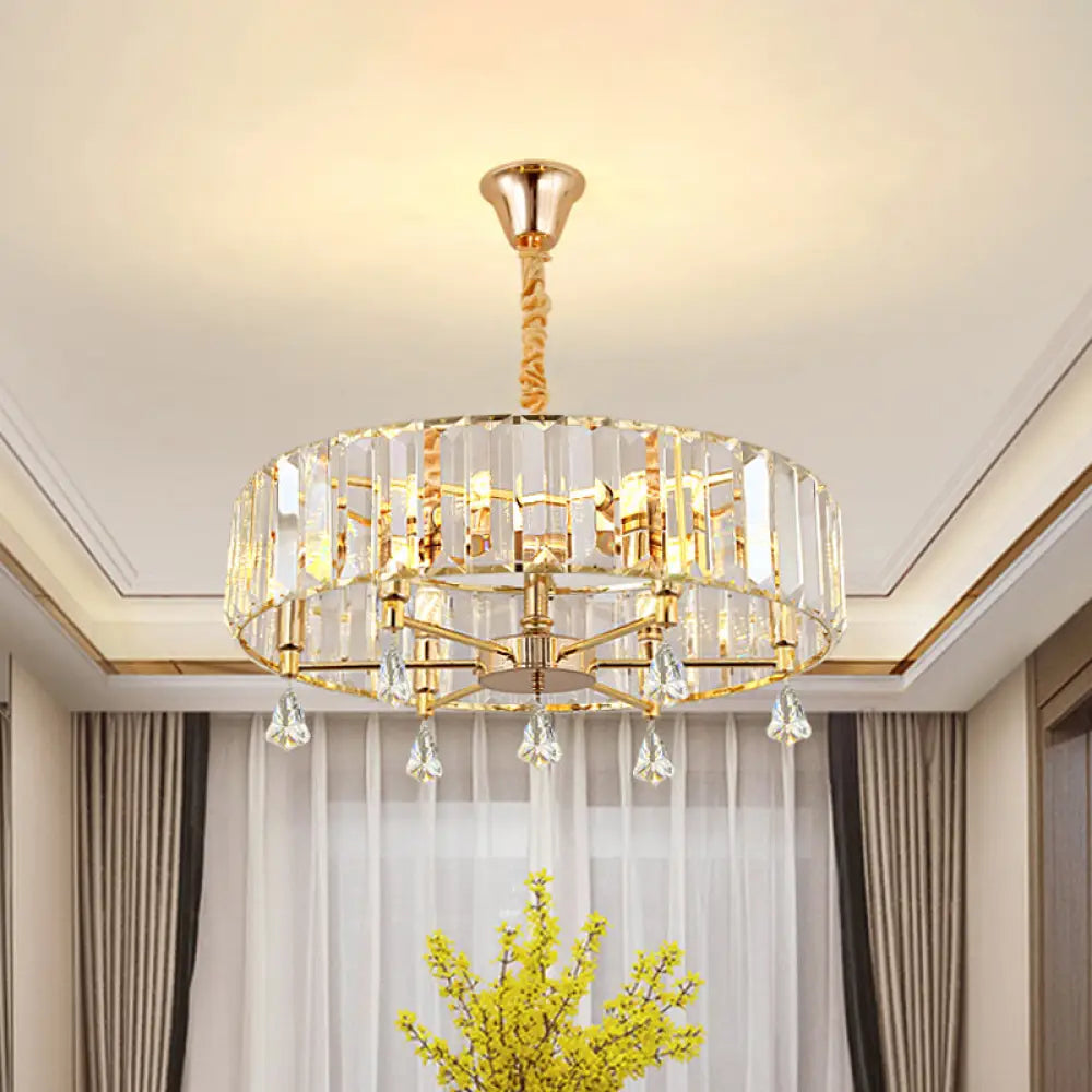 Modern Round Gold Chandelier With Crystal Pendant - 6/8 Heads Ceiling Light 6 /