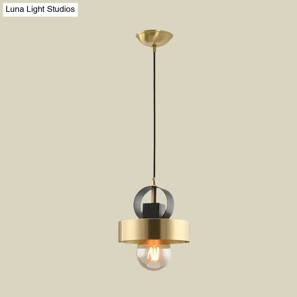 Modern Round Gold Pendant Light With 1 Bulb For Bedside Ceiling Fixture