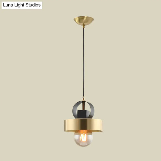 Modern Round Gold Pendant Light With 1 Bulb For Bedside Ceiling Fixture