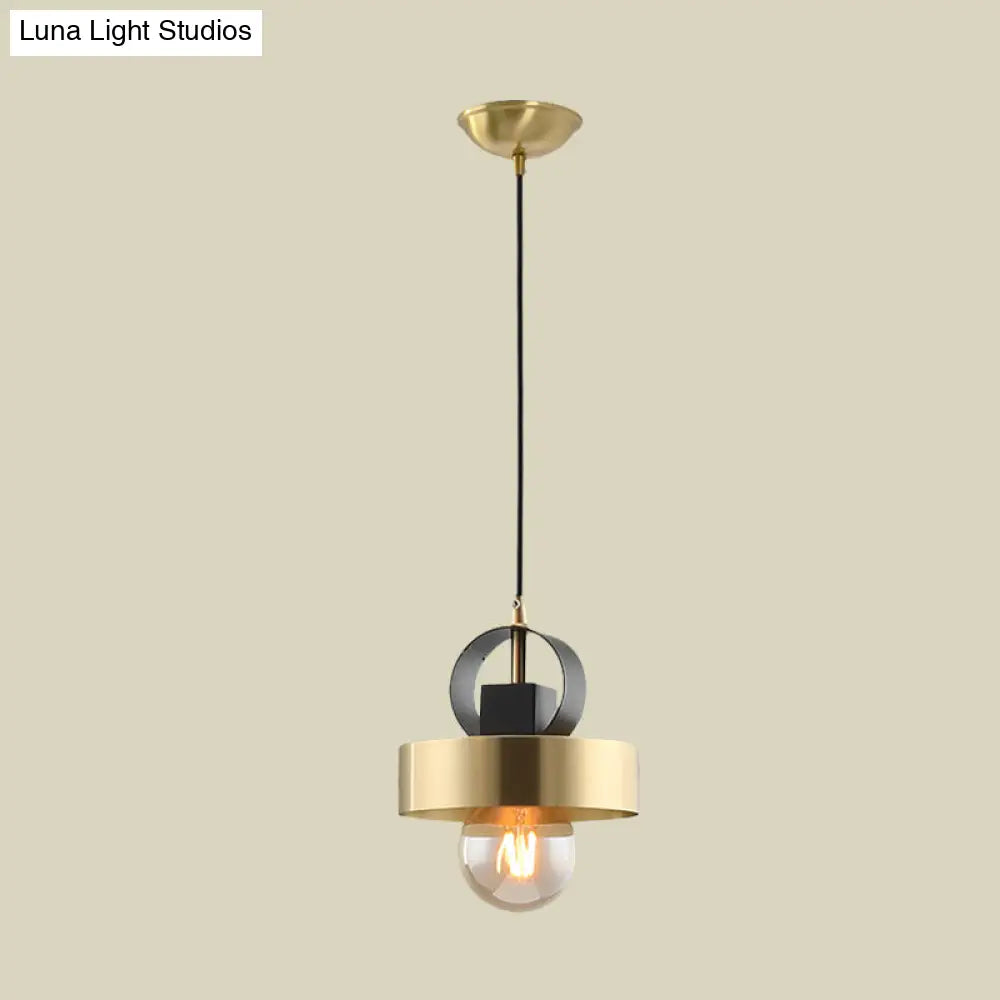 Modern Gold Pendant Light With Round Design: Ideal For Bedside Use