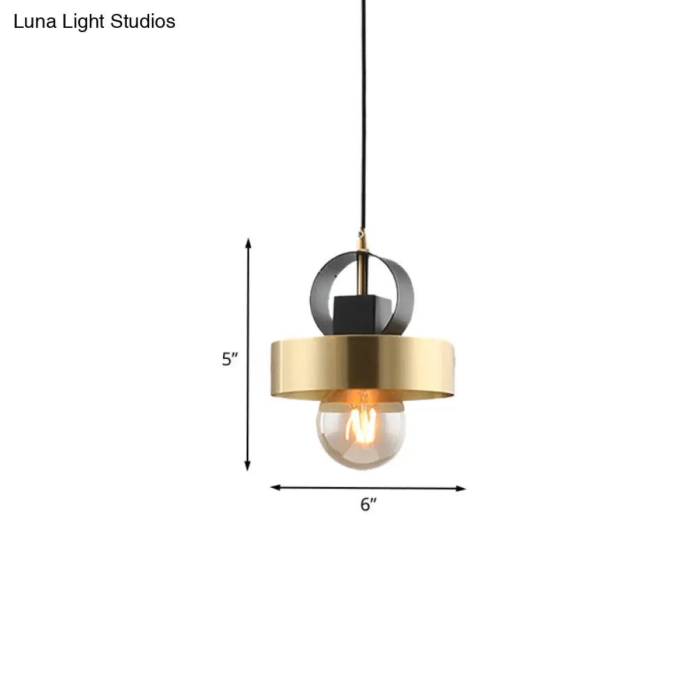 Modern Round Gold Pendant Light With 1 Bulb For Bedside Ceiling Fixture