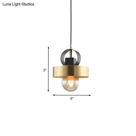 Modern Round Gold Pendant Light With 1 Bulb For Bedside Ceiling Fixture