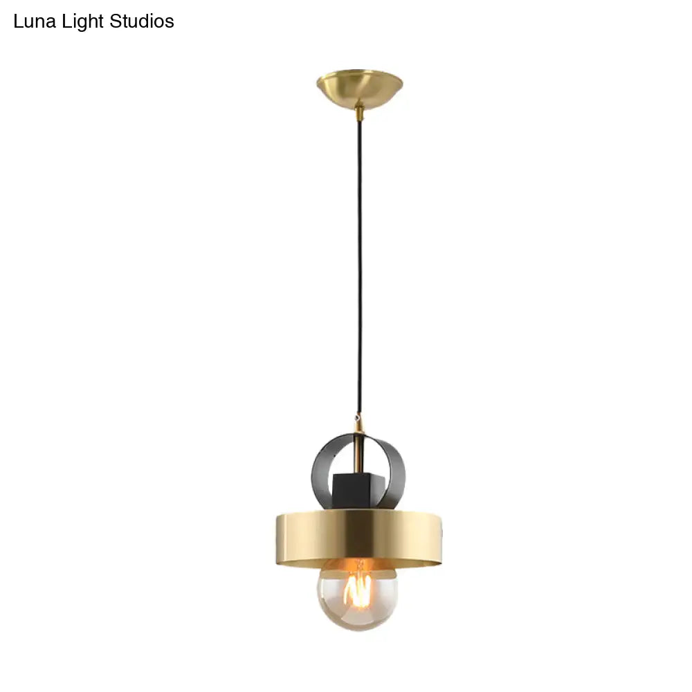 Modern Round Gold Pendant Light With 1 Bulb For Bedside Ceiling Fixture