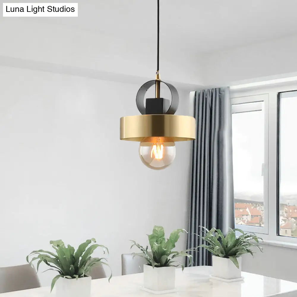 Modern Gold Pendant Light With Round Design: Ideal For Bedside Use