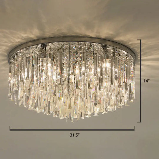 Modern Round K9 Crystal Flush Mount Ceiling Light For Bedroom Chrome / 31.5’