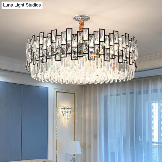 Modern Round K9 Crystal Living Room Chandelier Pendant Light Fixture