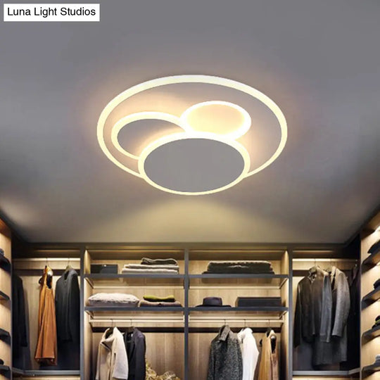 Modern Round Led Ceiling Lamp In Warm/White Light - Acrylic Flush Mount