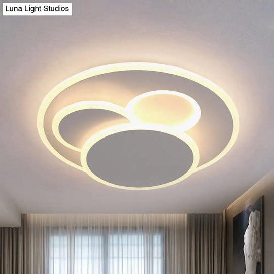 Modern Round Led Ceiling Lamp In Warm/White Light - Acrylic Flush Mount