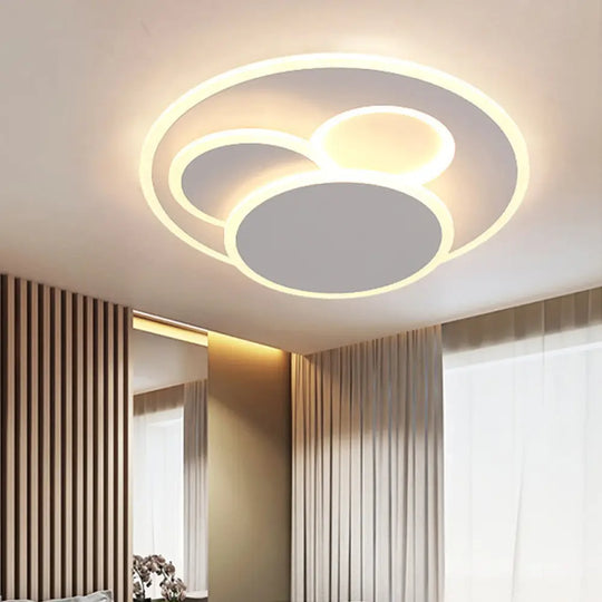 Modern Round Led Ceiling Lamp In Warm/White Light - Acrylic Flush Mount White /
