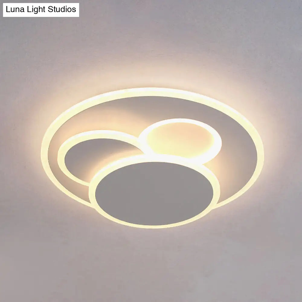 Modern Round Led Ceiling Lamp In Warm/White Light - Acrylic Flush Mount