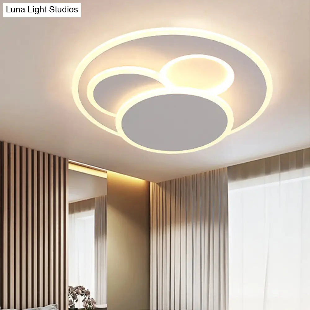 Modern Round Led Ceiling Lamp In Warm/White Light - Acrylic Flush Mount White /