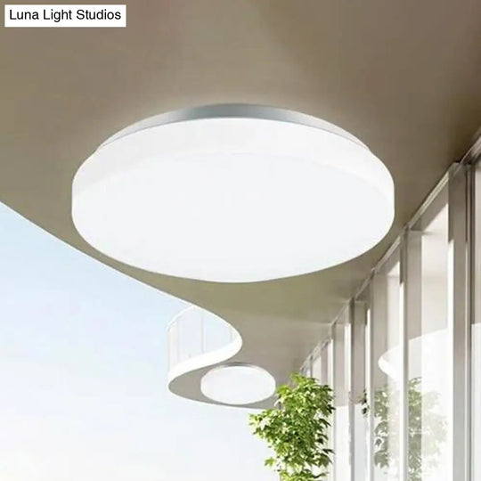 Modern Round Led Ceiling Light With Acrylic Shade - Metal White 7.5/9/12 Dia Flush Mount Fixture For