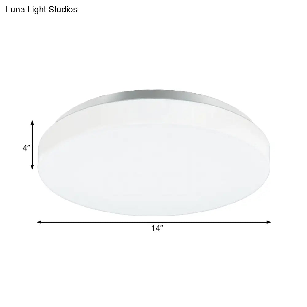 Modern Round Led Ceiling Light With Acrylic Shade - Metal White 7.5’/9’/12’ Dia Flush Mount