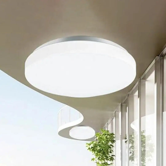 Modern Round Led Ceiling Light With Acrylic Shade - Metal White 7.5’/9’/12’ Dia Flush Mount