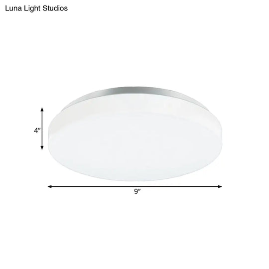 Modern Round Led Ceiling Light With Acrylic Shade - Metal White 7.5’/9’/12’ Dia Flush Mount