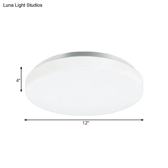 Modern Round Led Ceiling Light With Acrylic Shade - Metal White 7.5’/9’/12’ Dia Flush Mount