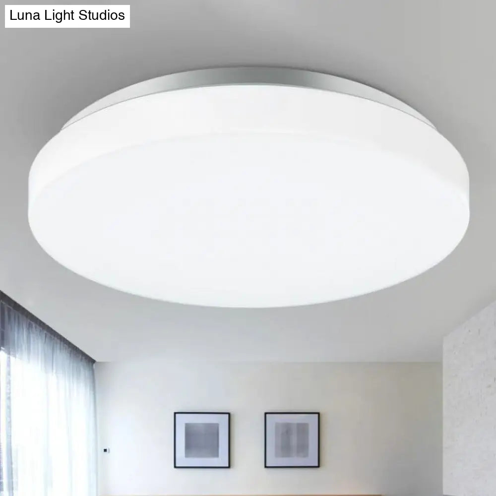 Modern Round Led Ceiling Light With Acrylic Shade - Metal White 7.5/9/12 Dia Flush Mount Fixture For