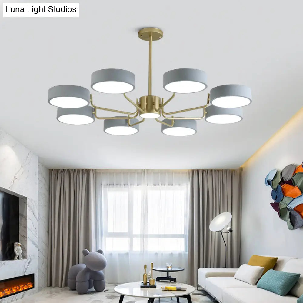 Modern Round Led Chandelier - Minimalistic Acrylic Living Room Hanging Lamp