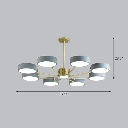 Modern Round Led Chandelier - Minimalistic Acrylic Living Room Hanging Lamp 8 / Grey Third Gear