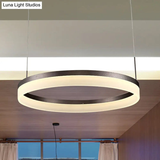 Modern Round Led Chandelier Pendant - Acrylic 1/2/3-Light Ceiling Light Fixture In Black/White/Gold