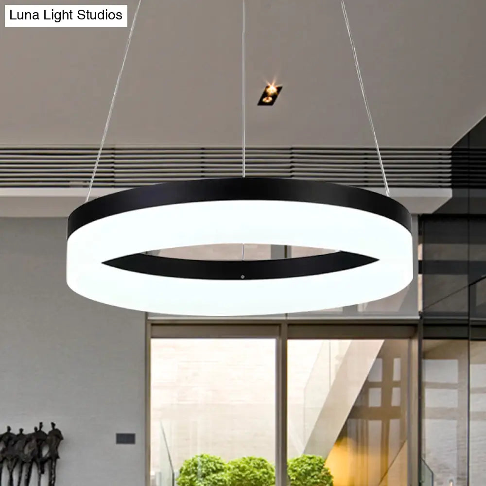 Modern Round Led Chandelier Pendant - Acrylic 1/2/3-Light Ceiling Light Fixture In Black/White/Gold