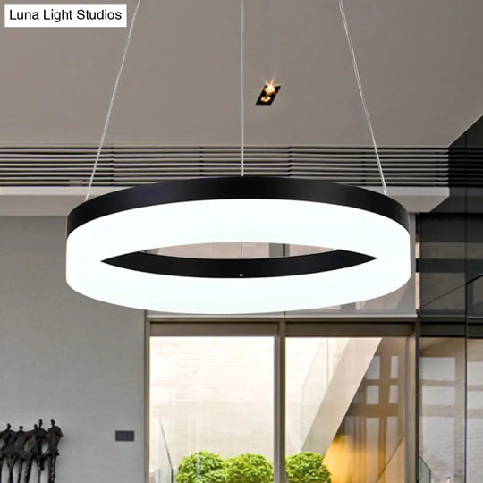 Modern Round Led Chandelier Pendant - Acrylic 1/2/3-Light Ceiling Light Fixture In Black/White/Gold