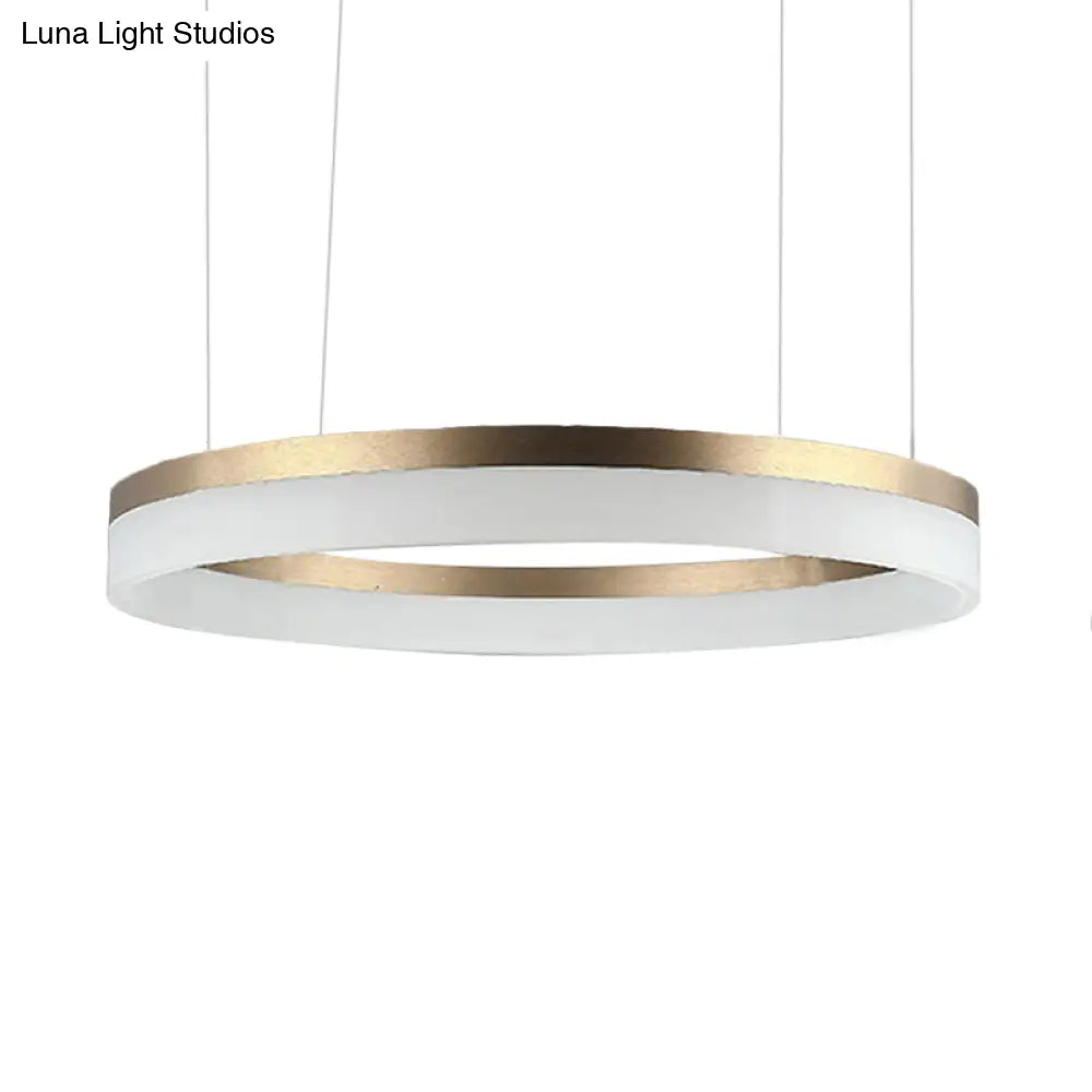 Modern Round Led Chandelier Pendant - Acrylic 1/2/3-Light Ceiling Light Fixture In Black/White/Gold