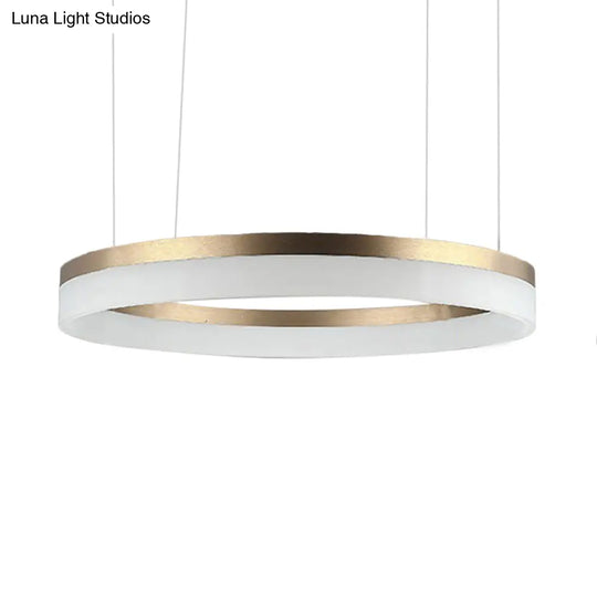 Modern Round Led Chandelier Pendant - Acrylic 1/2/3-Light Ceiling Light Fixture In Black/White/Gold