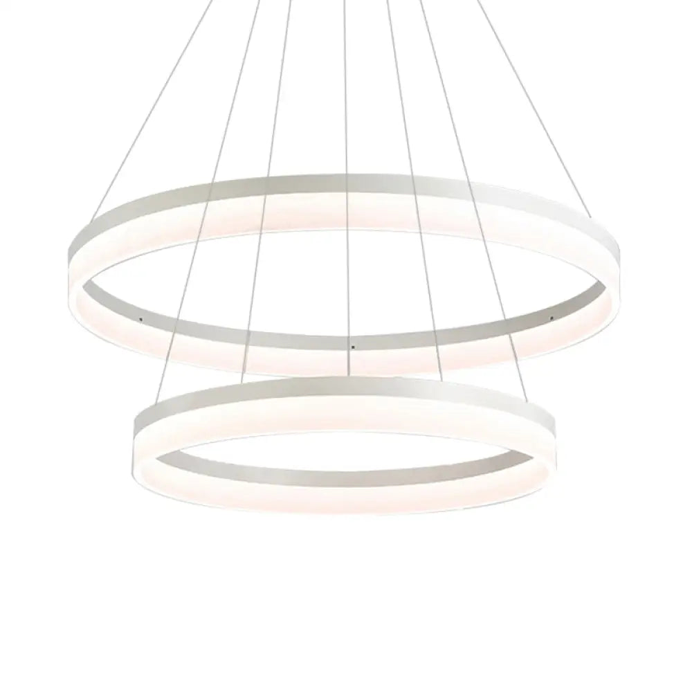 Modern Round Led Chandelier Pendant - Acrylic 1/2/3-Light Ceiling Light Fixture In Black/White/Gold