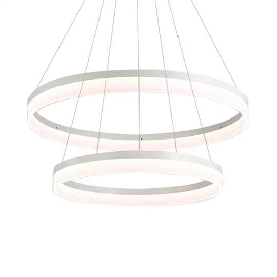 Modern Round Led Chandelier Pendant - Acrylic 1/2/3-Light Ceiling Light Fixture In Black/White/Gold