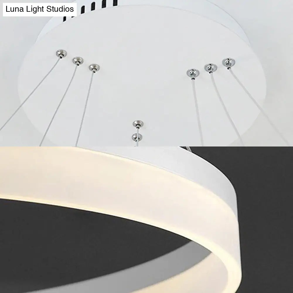 Modern Round Led Chandelier Pendant - Acrylic 1/2/3-Light Ceiling Light Fixture In Black/White/Gold