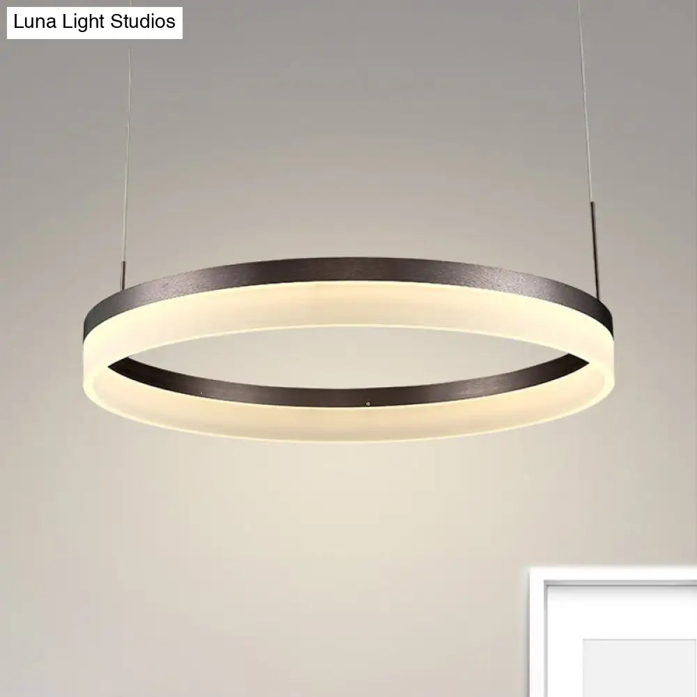 Modern Round Led Chandelier Pendant - Acrylic 1/2/3-Light Ceiling Light Fixture In Black/White/Gold