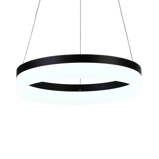 Modern Round Led Chandelier Pendant - Acrylic 1/2/3-Light Ceiling Light Fixture In Black/White/Gold