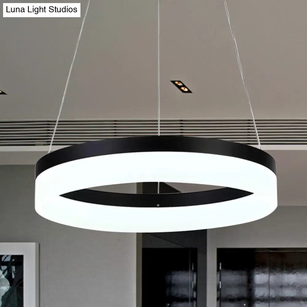 Modern Round Led Chandelier Pendant - Acrylic 1/2/3-Light Ceiling Light Fixture In Black/White/Gold