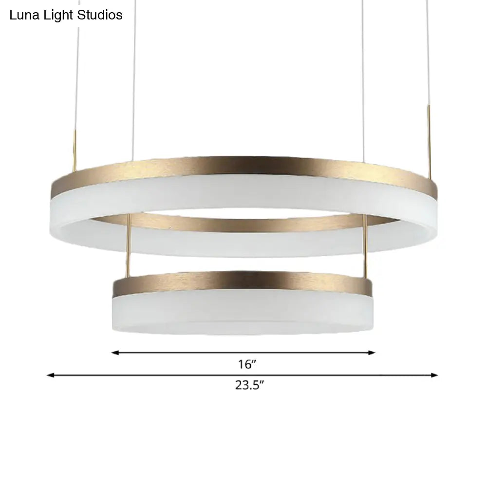 Modern Round Led Chandelier Pendant - Acrylic 1/2/3-Light Ceiling Light Fixture In Black/White/Gold