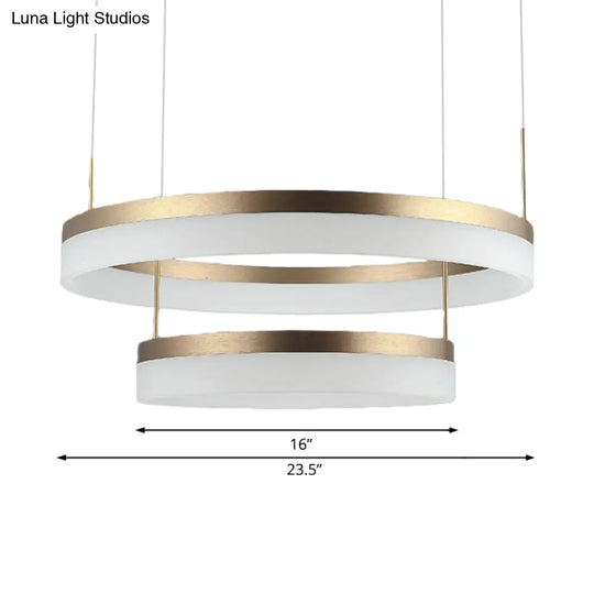 Modern Round Led Chandelier Pendant - Acrylic 1/2/3-Light Ceiling Light Fixture In Black/White/Gold