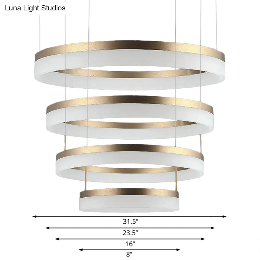 Modern Round Led Chandelier Pendant - Acrylic 1/2/3-Light Ceiling Light Fixture In Black/White/Gold