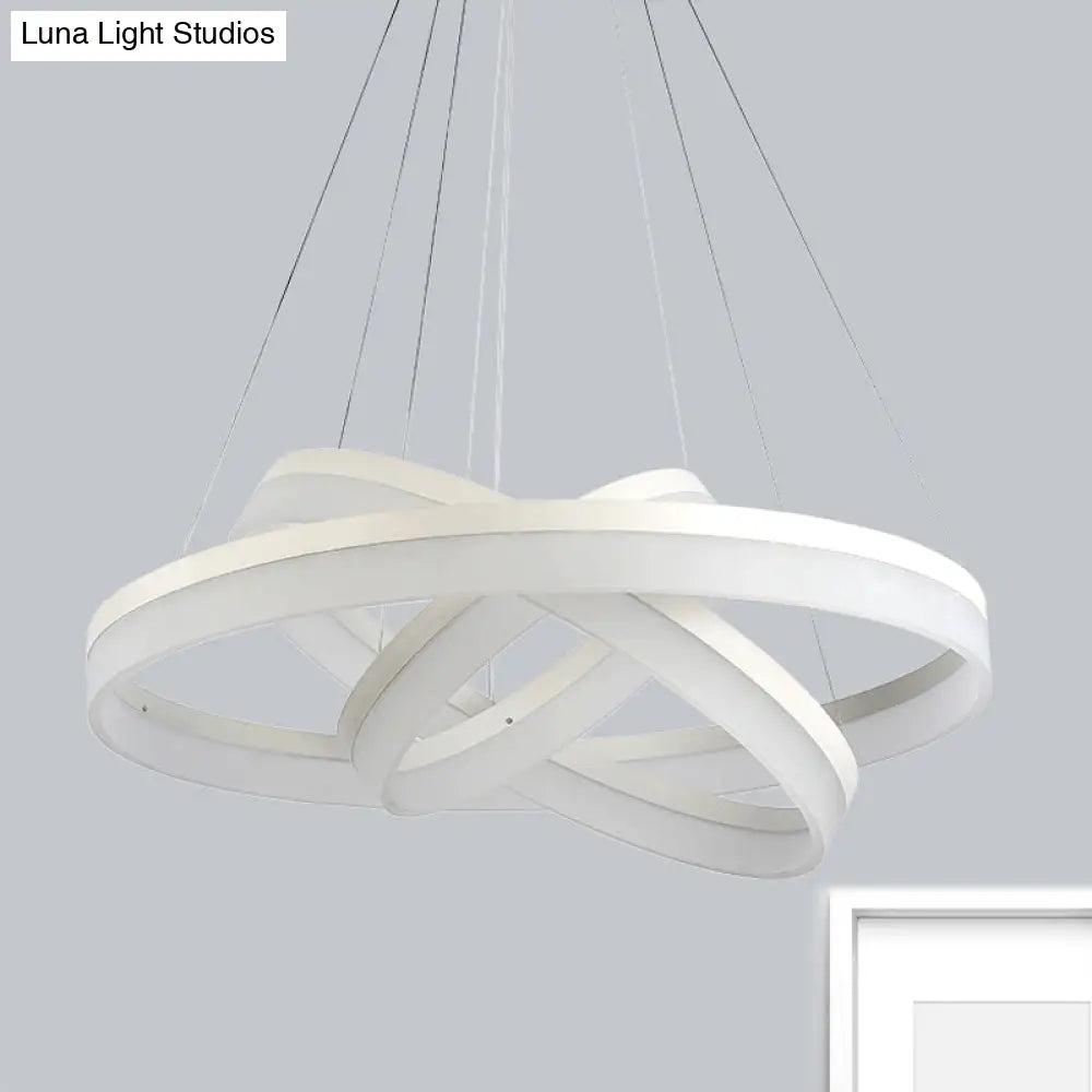 Modern Round Led Chandelier Pendant - Acrylic 1/2/3-Light Ceiling Light Fixture In Black/White/Gold