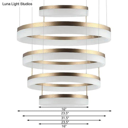 Modern Round Led Chandelier Pendant - Acrylic 1/2/3-Light Ceiling Light Fixture In Black/White/Gold