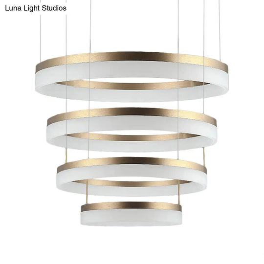 Modern Round Led Chandelier Pendant - Acrylic 1/2/3-Light Ceiling Light Fixture In Black/White/Gold