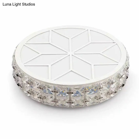 Modern Round Led Crystal Flush Ceiling Light Fixture For Corridors