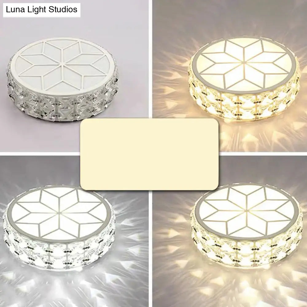 Modern Round Led Crystal Flush Ceiling Light Fixture For Corridors Gold / 5W Third Gear