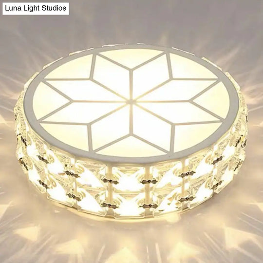 Modern Round Led Crystal Flush Ceiling Light Fixture For Corridors