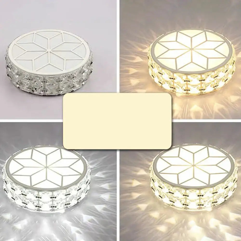 Modern Round Led Crystal Flush Ceiling Light Fixture For Corridors Gold / 5W Third Gear