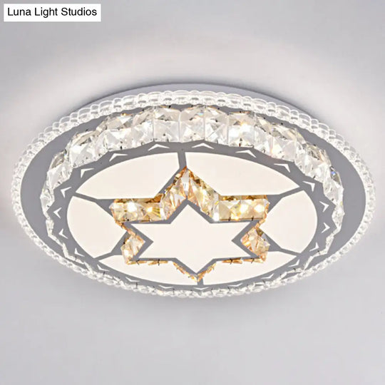 Modern Round Led Crystal Flush Mount Ceiling Light In Stainless Steel - Bedroom Stainless-Steel /