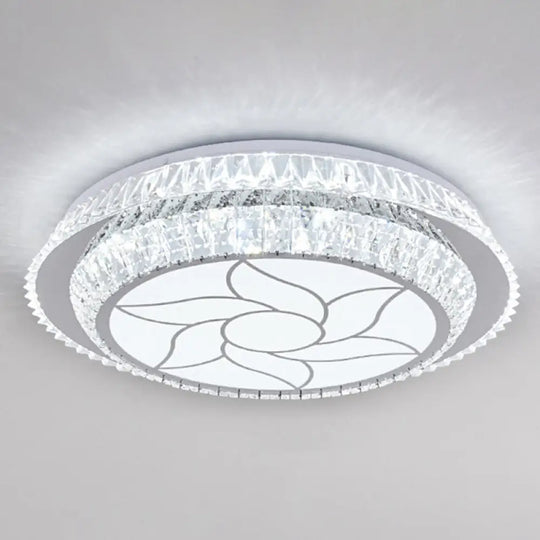 Modern Round Led Crystal Flush Mount Ceiling Light In Stainless Steel - Bedroom Stainless - Steel /