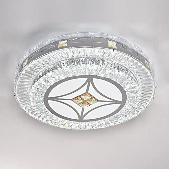 Modern Round Led Crystal Flush Mount Ceiling Light In Stainless Steel - Bedroom Stainless - Steel /