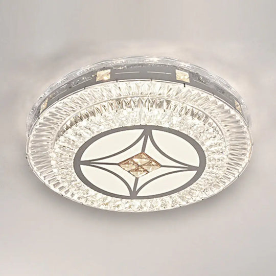 Modern Round Led Crystal Flush Mount Ceiling Light In Stainless Steel - Bedroom Stainless - Steel /