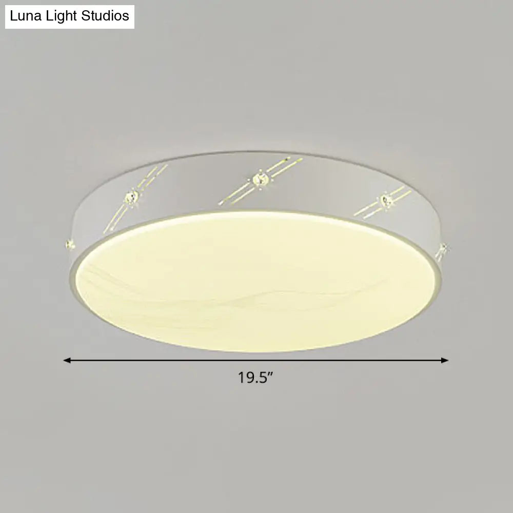 Modern Round Led Flush Mount Ceiling Light Fixture For Bedroom With Acrylic Diffuser