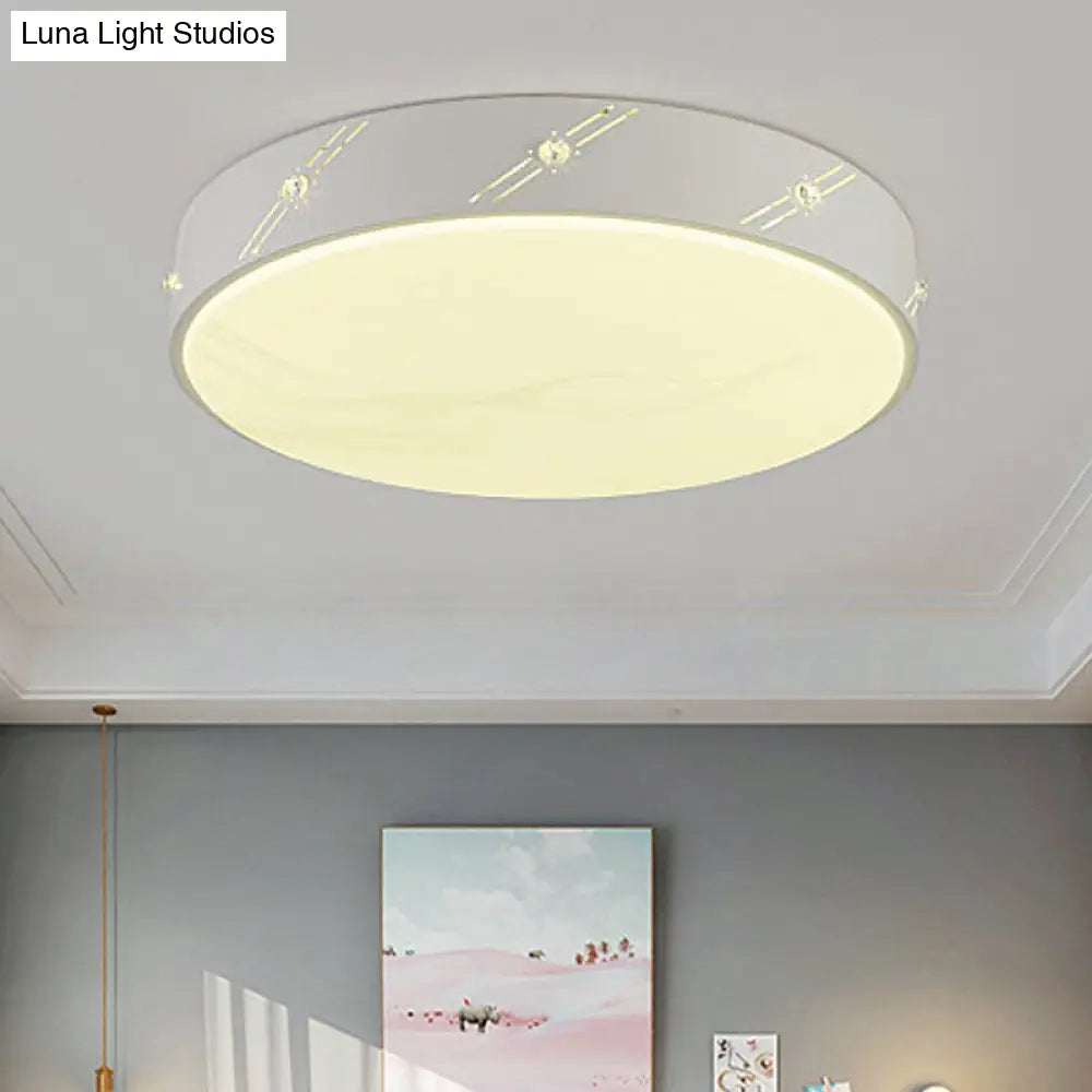 Modern Round Led Flush Mount Ceiling Light Fixture For Bedroom With Acrylic Diffuser White